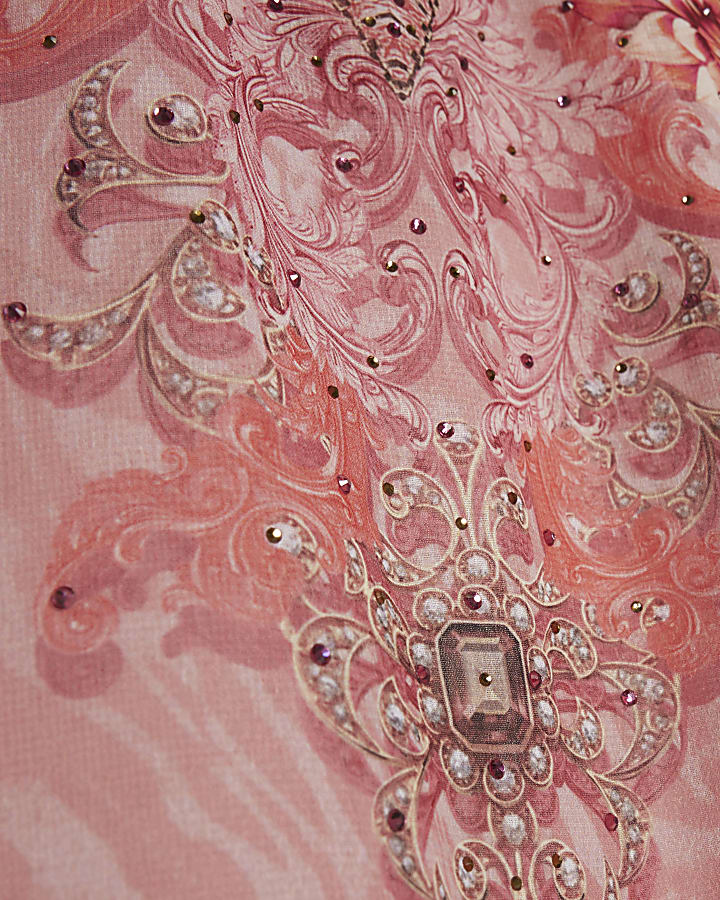 Pink Floral Pearl Printed Tunic