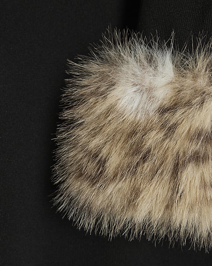 Black Knit Faux Fur Cuff Jumper