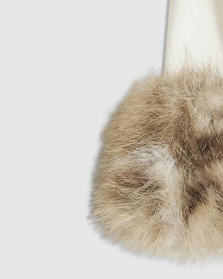 Cream Knit Faux Fur Cuff Jumper