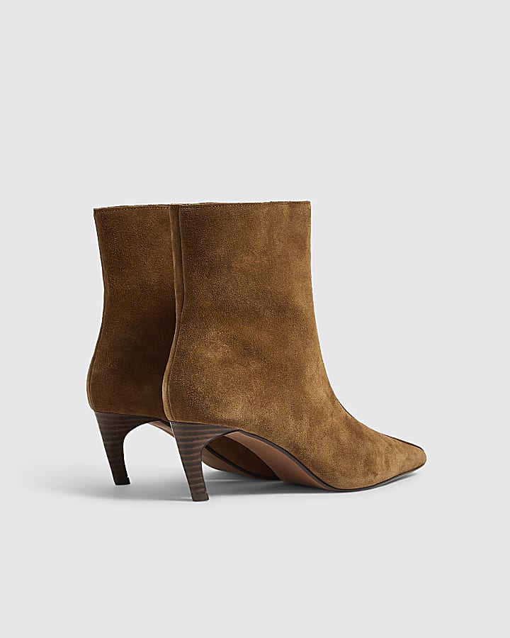 Brown Suede Centre Seam Ankle Boots