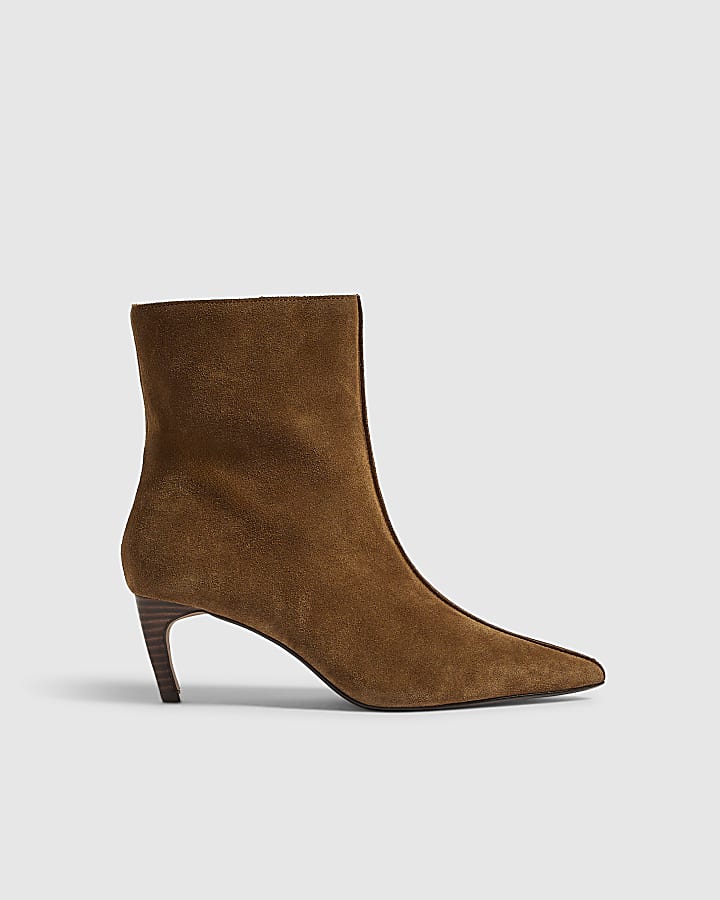 Brown Suede Centre Seam Ankle Boots