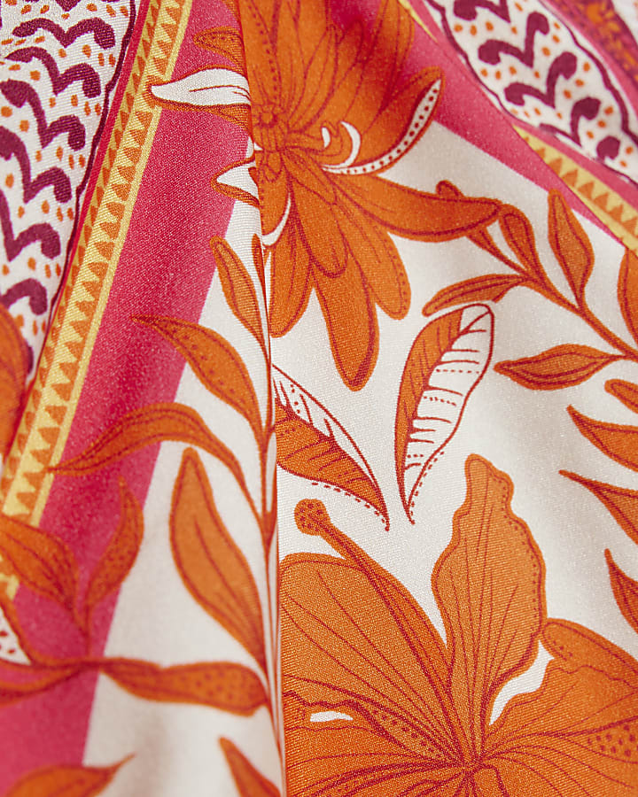 Red Floral Print Tankini Top