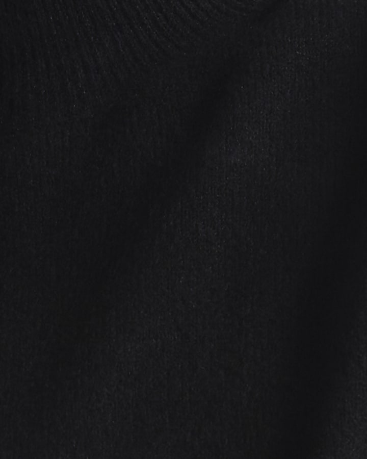 Black Knit Satin Hybrid Jumper Dress