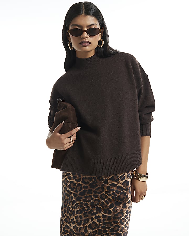 Brown Leopard Print Hybrid Jumper Dress