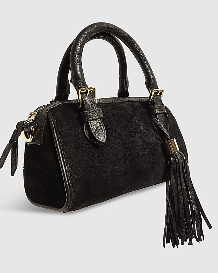 Black Suede Bowler Bag
