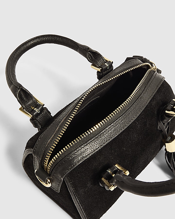 Black Suede Bowler Bag