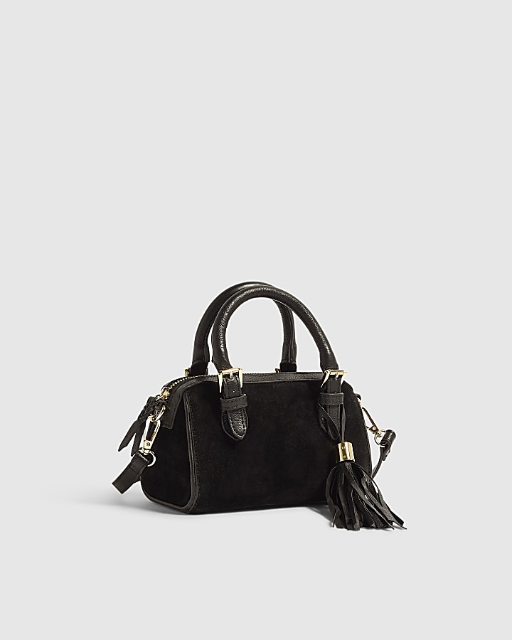 Black Suede Bowler Bag