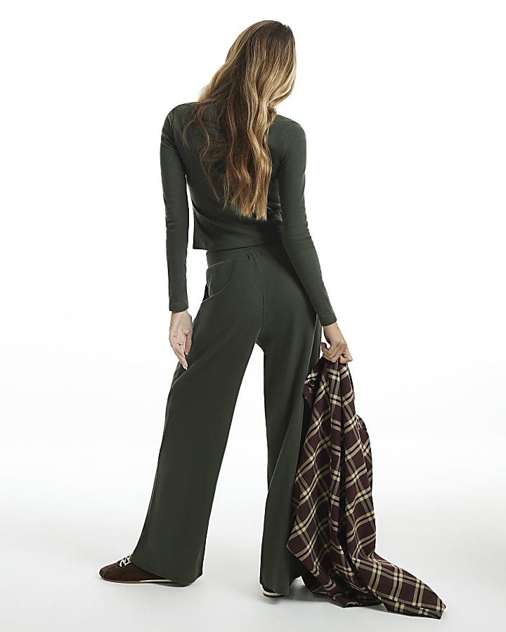 Khaki Wide Leg Joggers