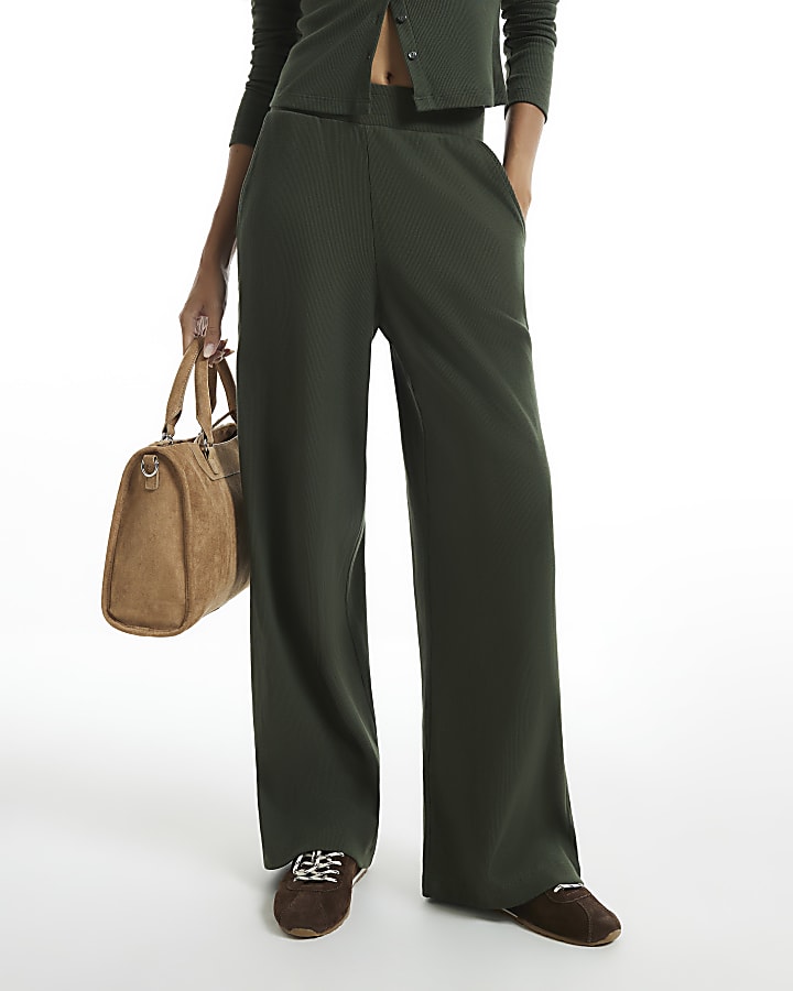 Khaki Wide Leg Joggers