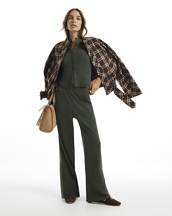 Khaki Wide Leg Joggers