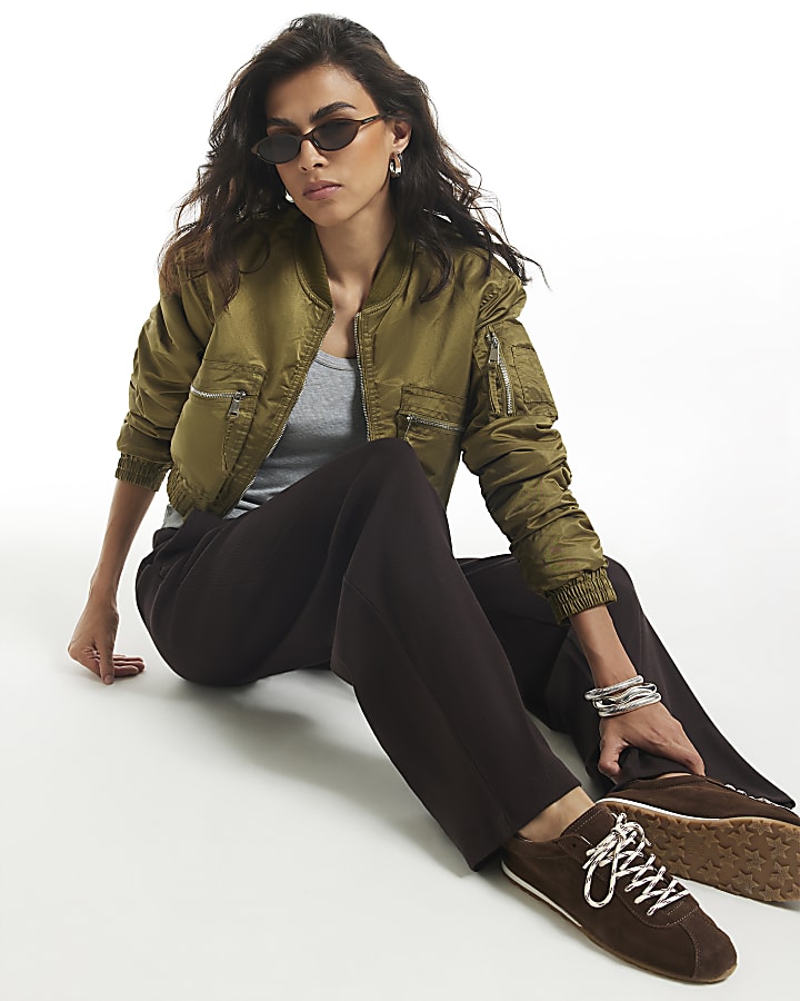 Brown Wide Leg Joggers