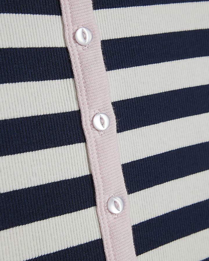 White Stripe Ribbed Cardigan