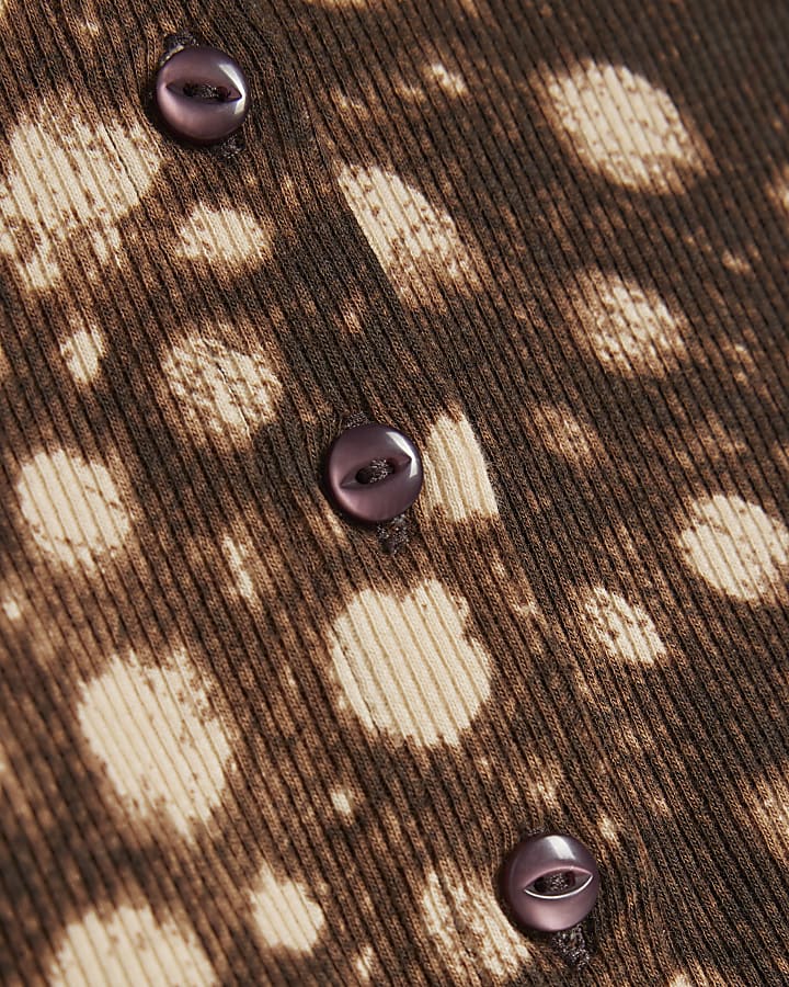 Brown Deer Print Rib Cardigan