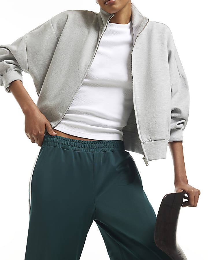 Green Side Stripe Wide Leg Track Joggers