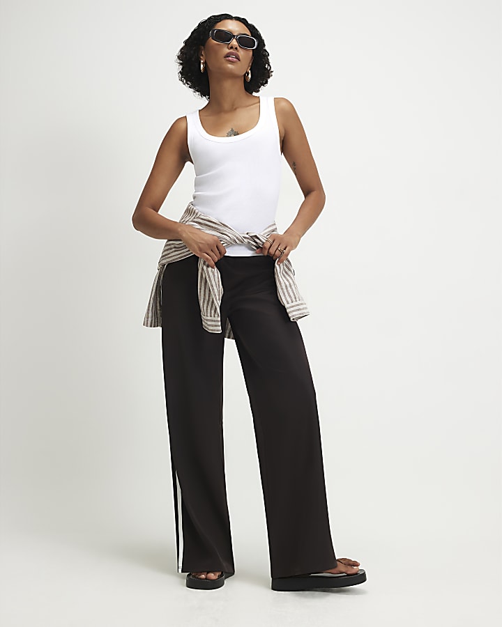 Brown Side Stripe Tracksuit Trousers