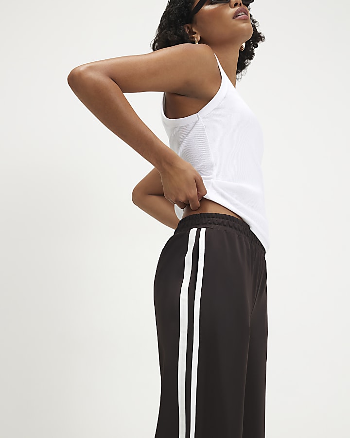 Brown Side Stripe Tracksuit Trousers