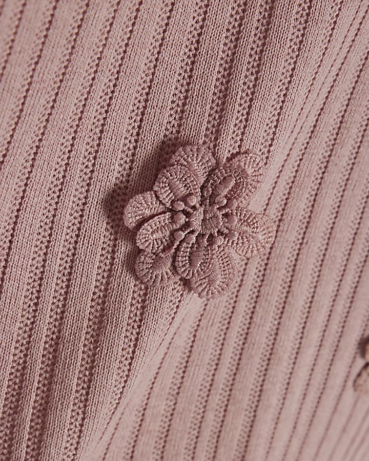 Pink Long Sleeve 3D Flower Top