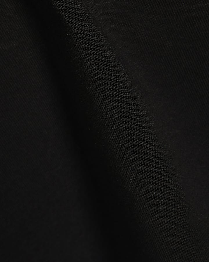 Black Cotton Blend Keyhole Collar Top