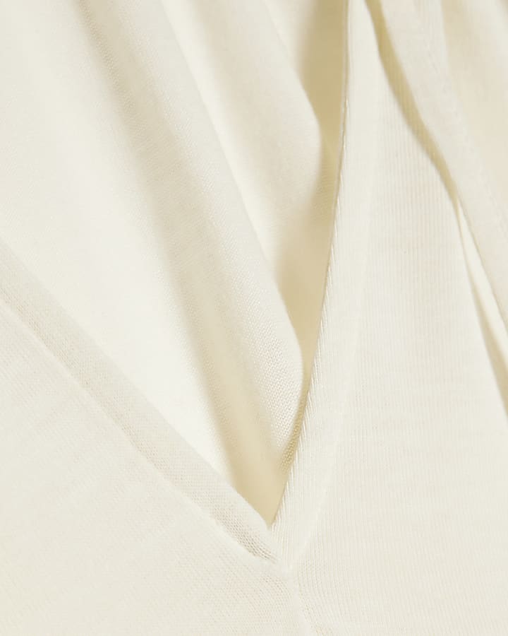 Cream Asymmetric Tie Top