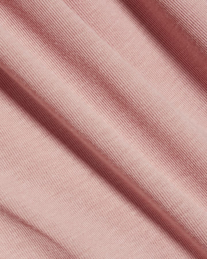Pink Ruched Neck Banded Top