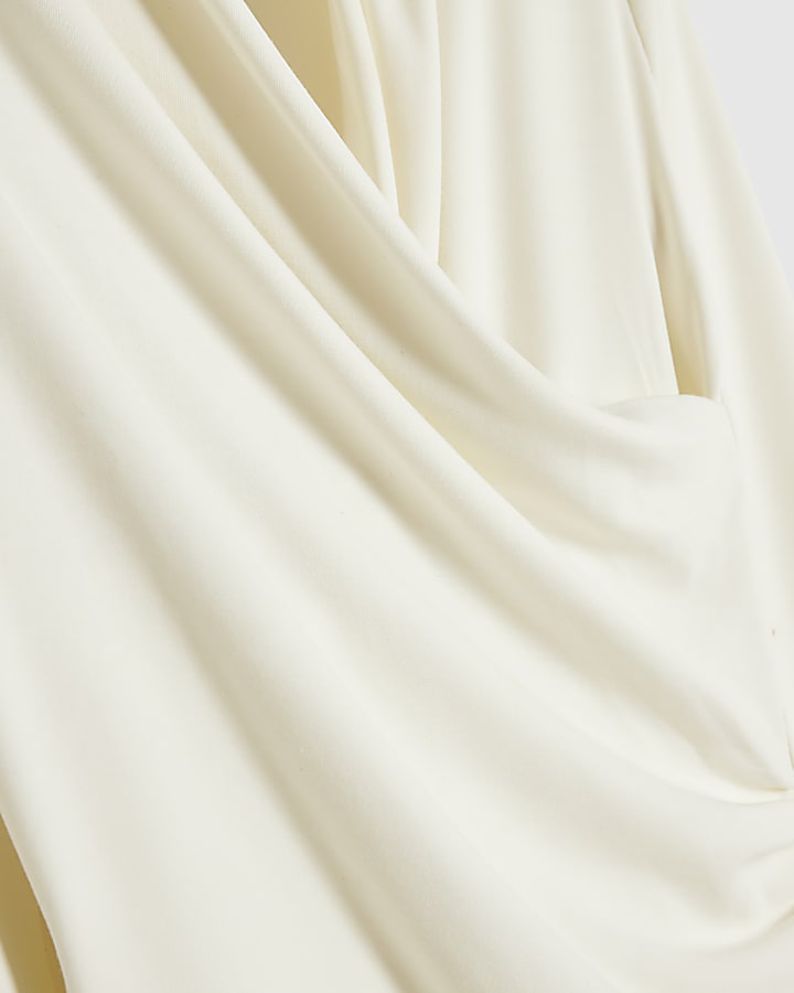 White Long Sleeve Wrap Top