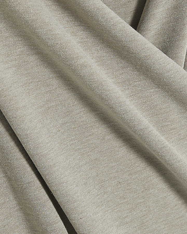 Beige Long Sleeve Wrap Top