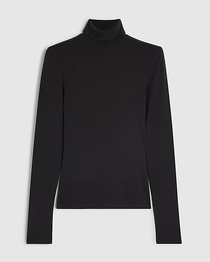 Black Roll Neck Top