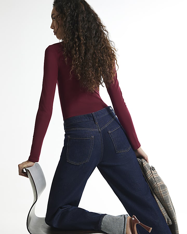 Burgundy Roll Neck Top