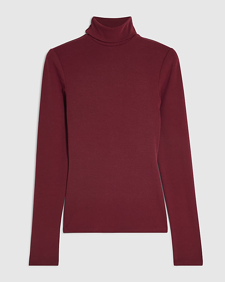 Burgundy Roll Neck Top
