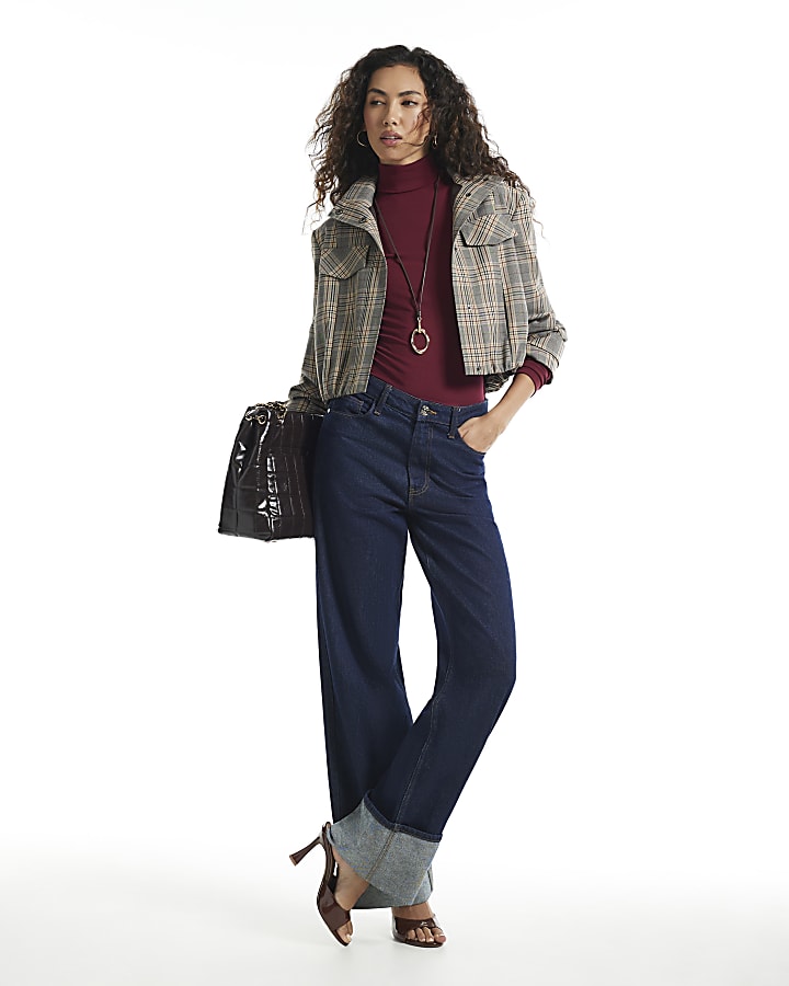 Burgundy Roll Neck Top