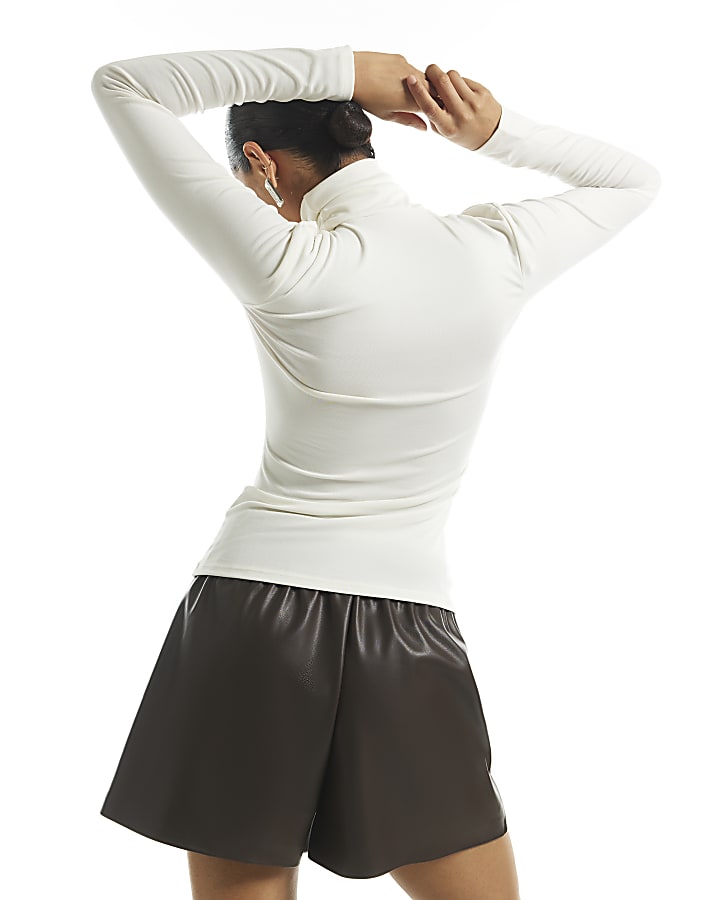 White Roll Neck Top