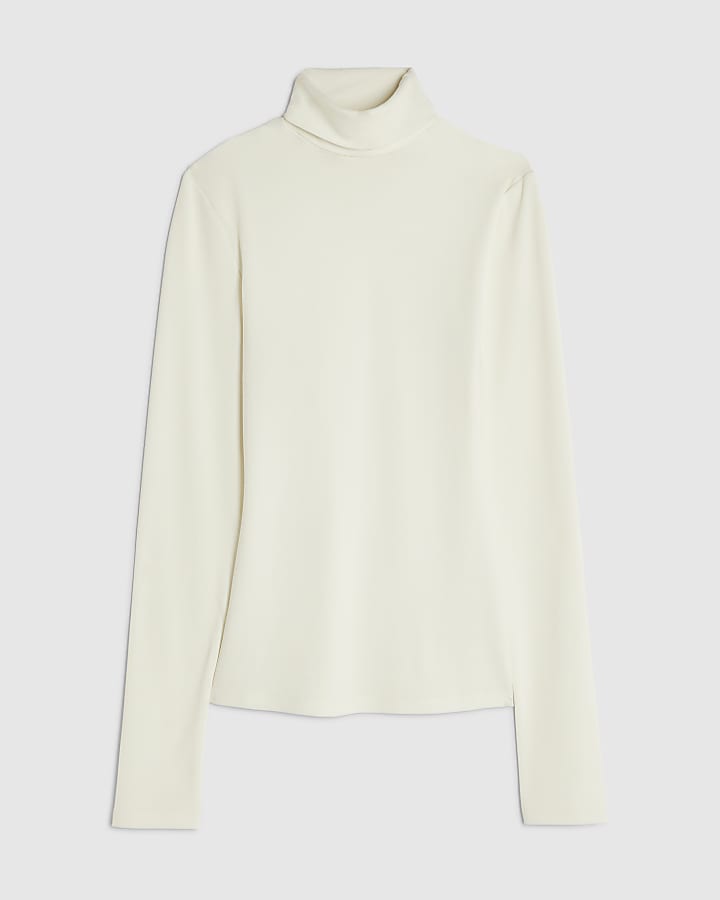 White Roll Neck Top