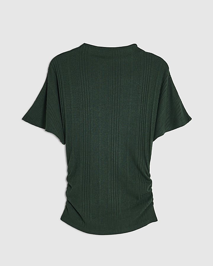 Green Rib Ruched T-Shirt