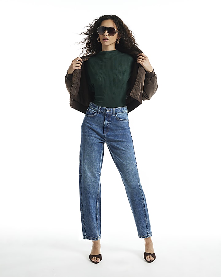 Green Rib Ruched T-Shirt