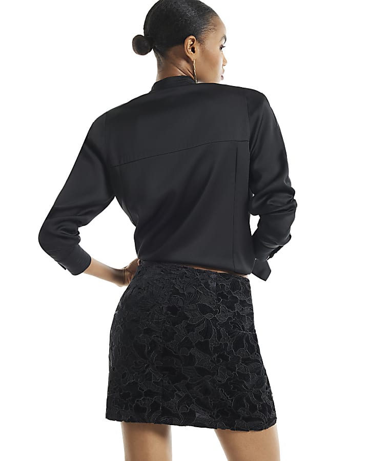 Black Velvet Lace Mini Skirt