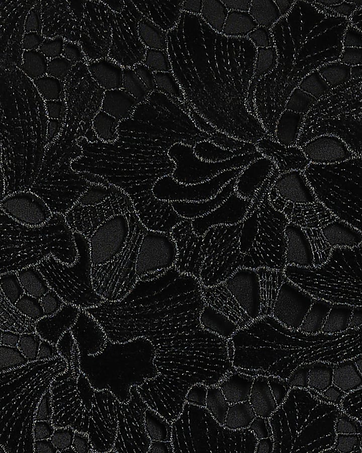 Black Velvet Lace Mini Skirt