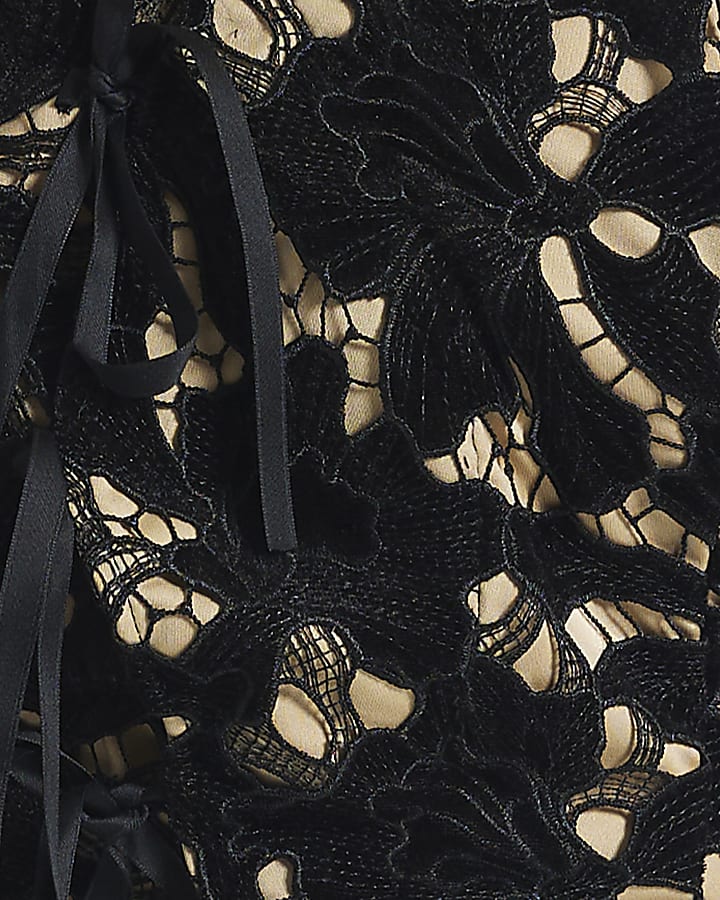 Black Velvet Ribbon Mini Dress