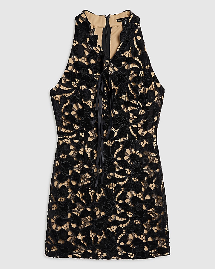 Black Velvet Ribbon Mini Dress