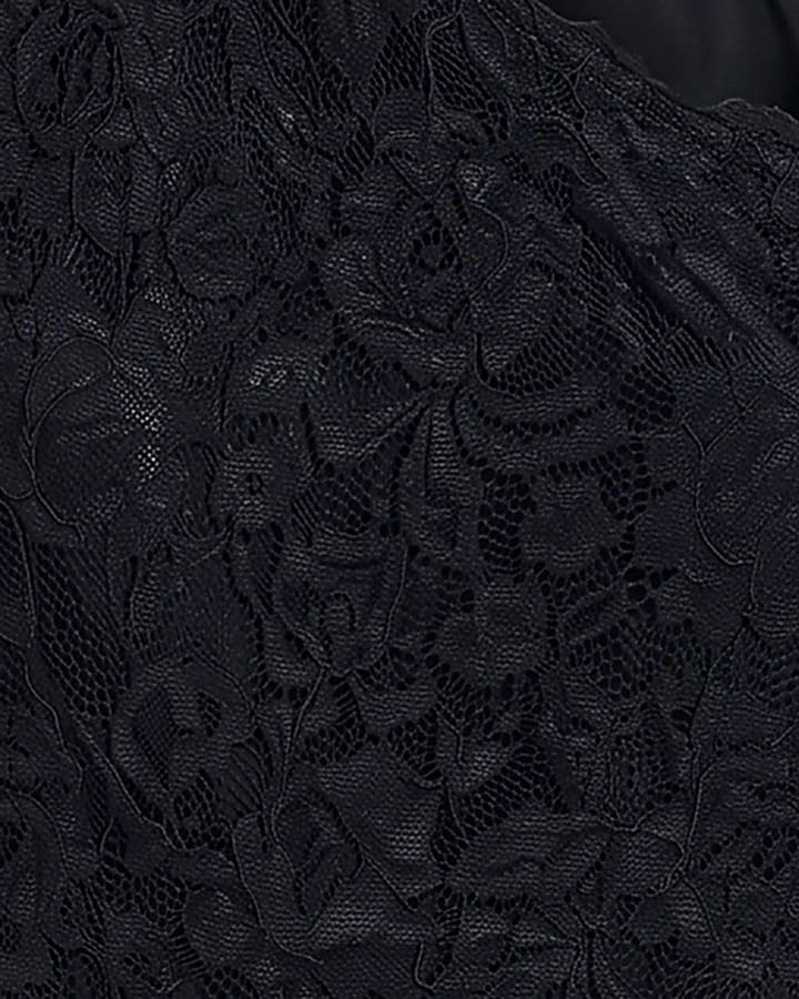Black One Shoulder Lace Bodysuit