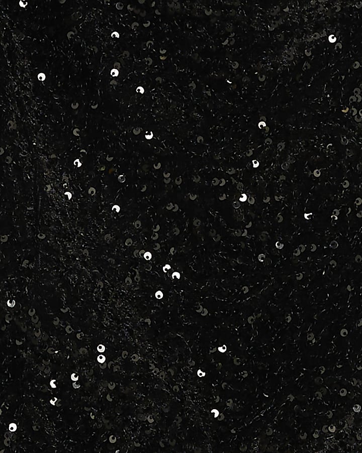 Black Sequin Bow Strap Sleeveless Mini Dress