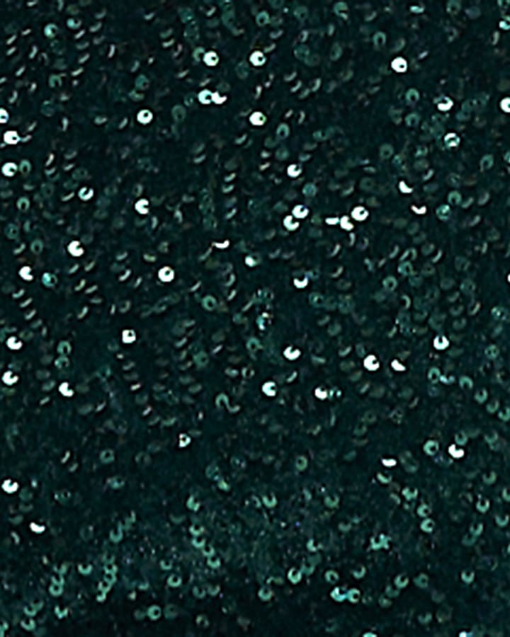 Green Bow Strap Sequin Top