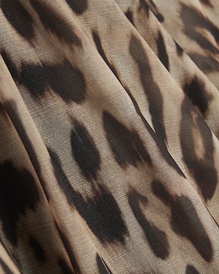 Brown Leopard Print Split Sleeve Top
