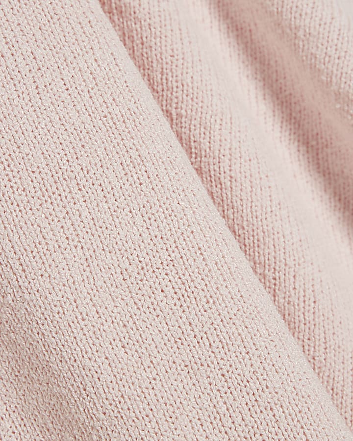 Pink Textured Asymmetric Hem Top