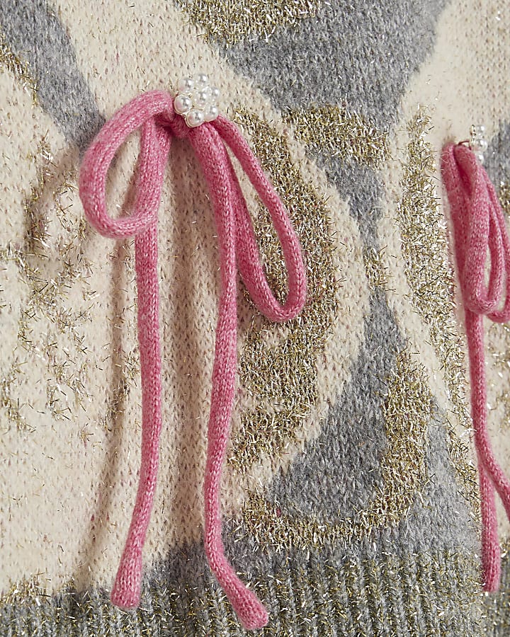 Grey Glitter Thread Swan Jumper