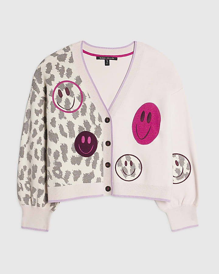 Pink Smile Leopard Print Cardigan