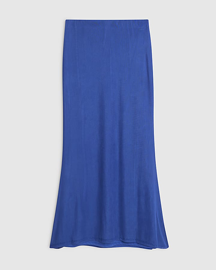 Blue Mesh Maxi Skirt