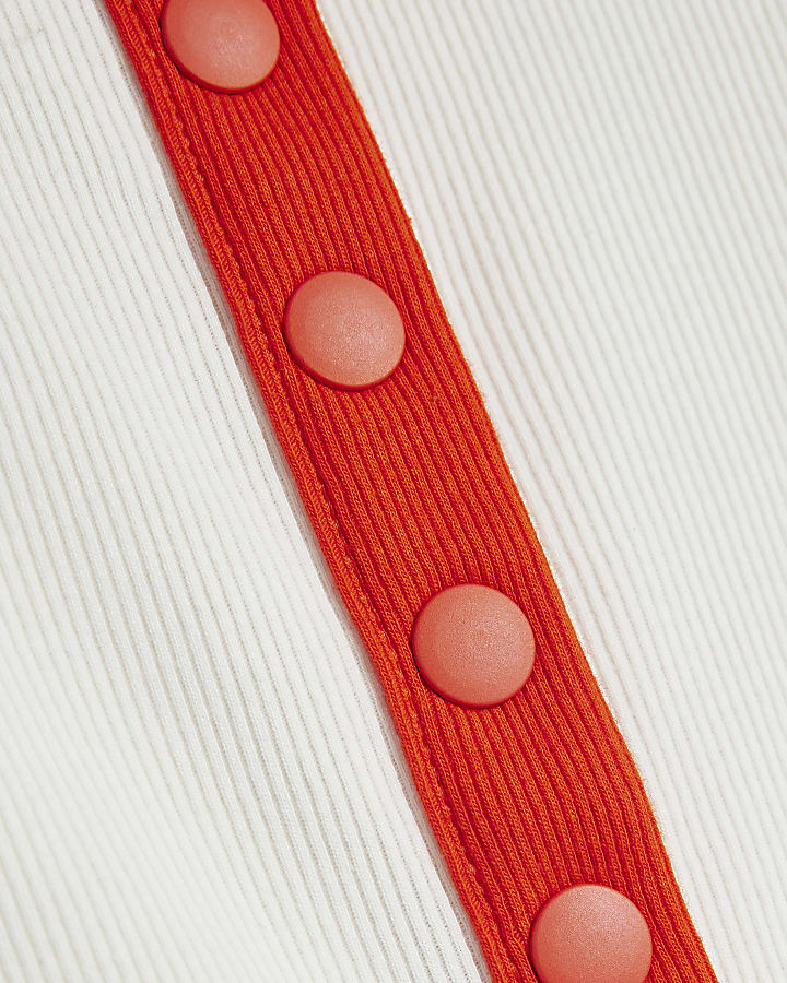 Cream Ribbed Polo Button Down Polo Top