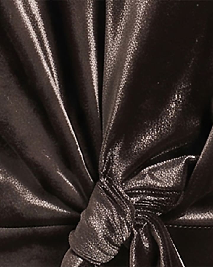 Brown Velvet Tie Front Top