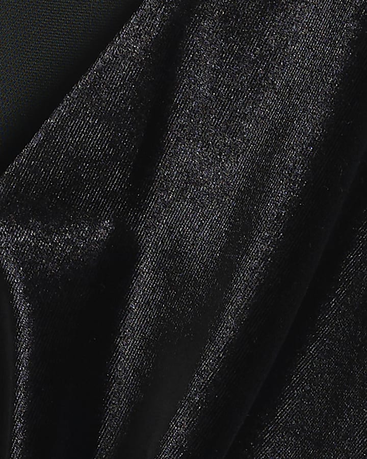 Black Velvet Tie Front Top