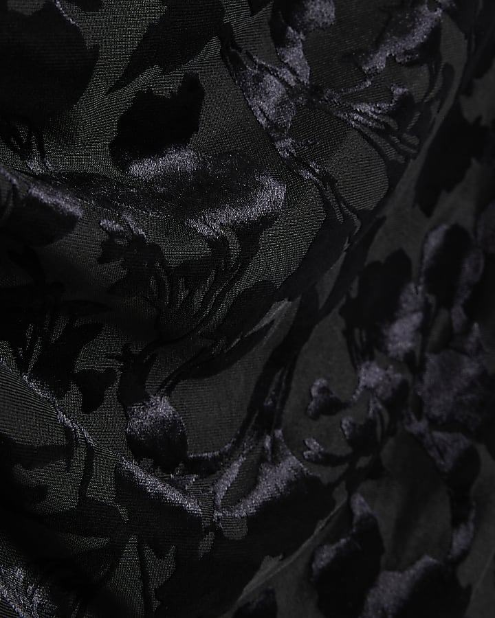 Black Velvet Devore Asymmetric Drape Top